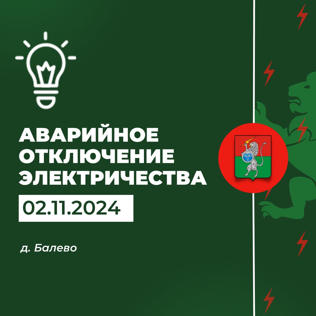 ‼️ В 02:00 произошло аварийное отключение на подстанции 5, без электроснабжения д. Балево.